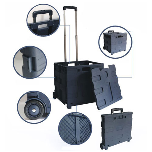 Lightweight Mobile Plastic Shopping Folding Cart