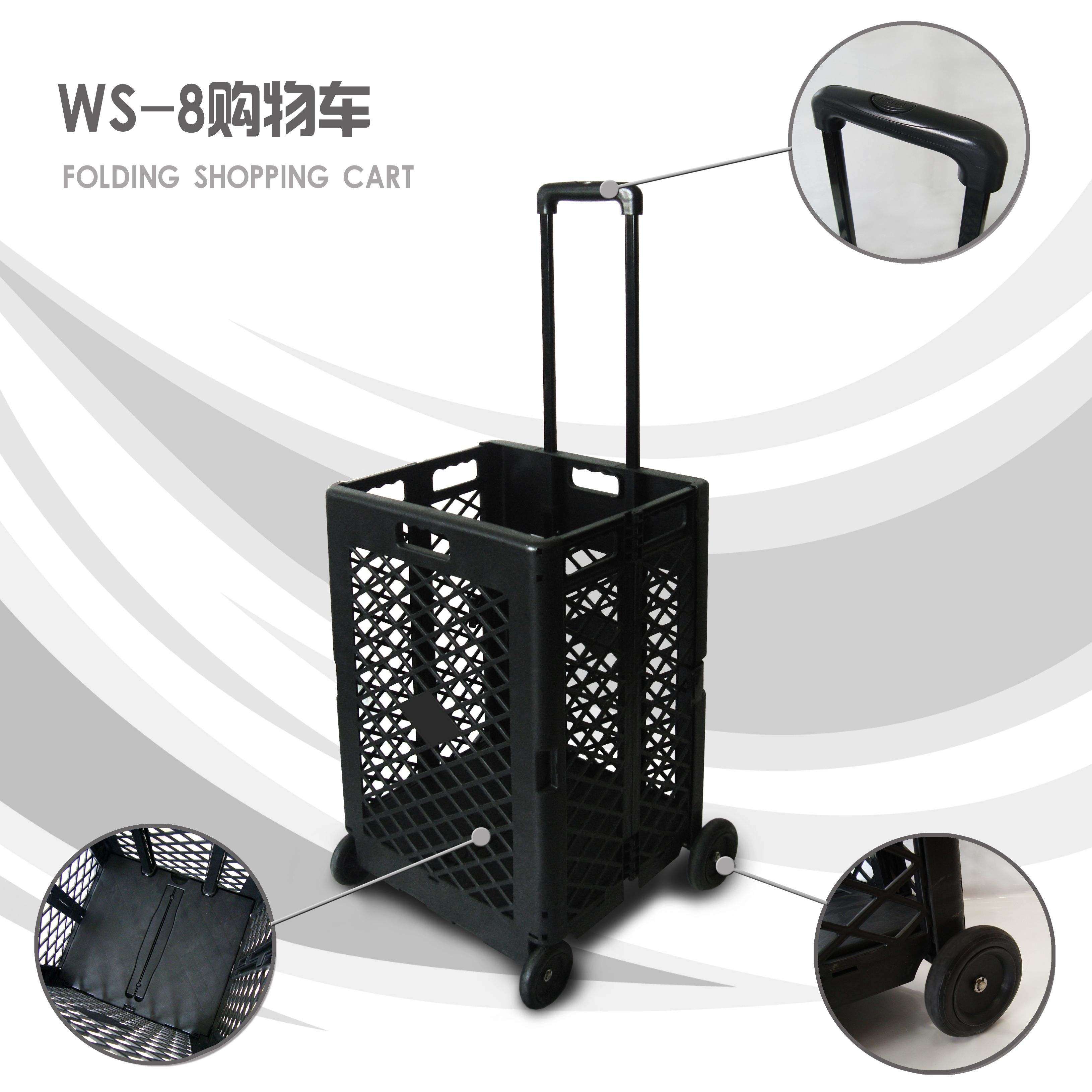 Vegetables and fruits hand folding shopping rolling cart trolley